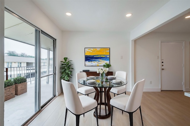 dining space featuring light hardwood / wood-style floors