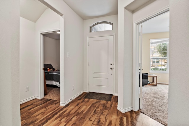 entryway featuring dark wood-type flooring