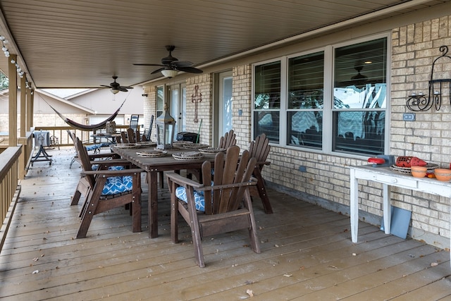 deck featuring ceiling fan