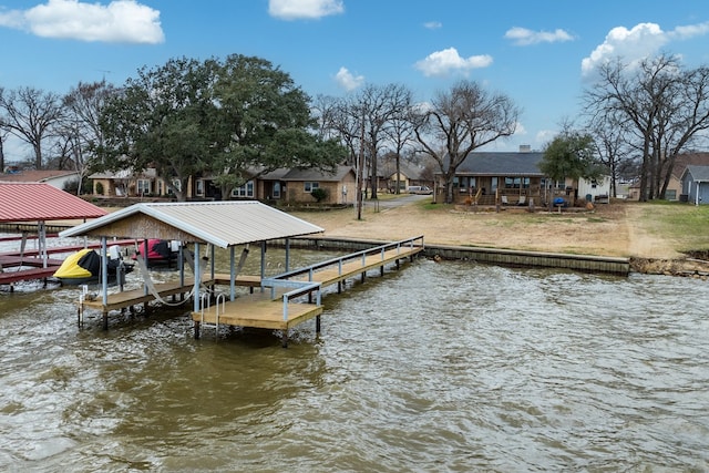 dock area featuring a water view