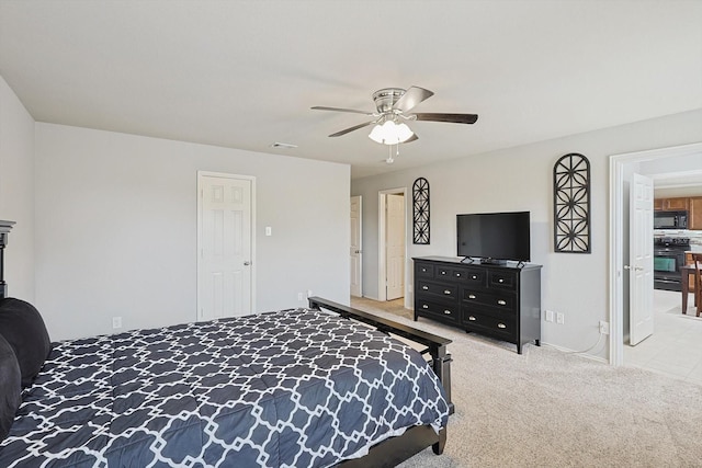 bedroom featuring carpet and ceiling fan