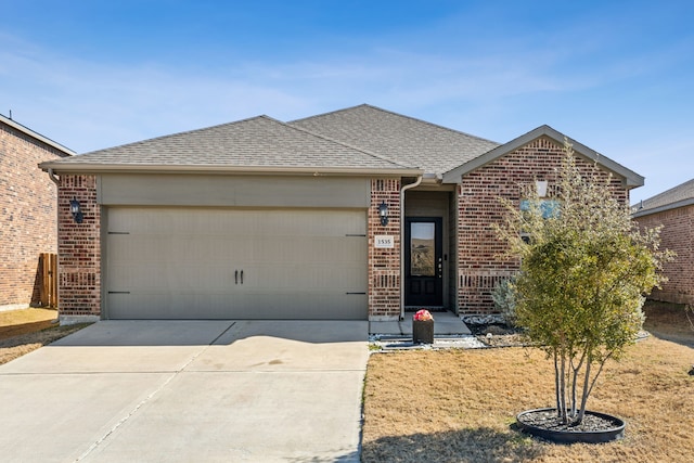 single story home with a garage