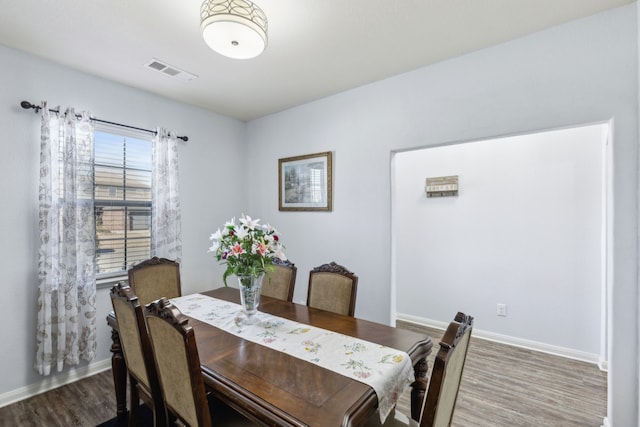 dining area featuring hardwood / wood-style floors