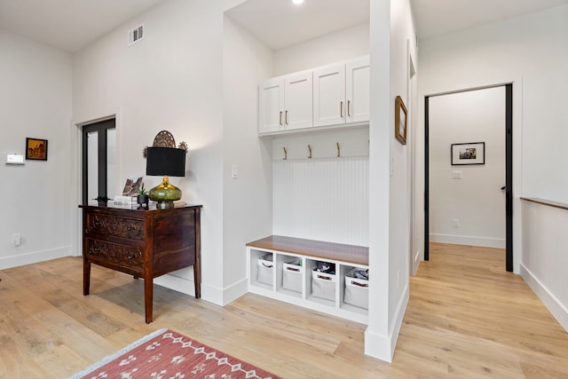 mudroom featuring light hardwood / wood-style flooring