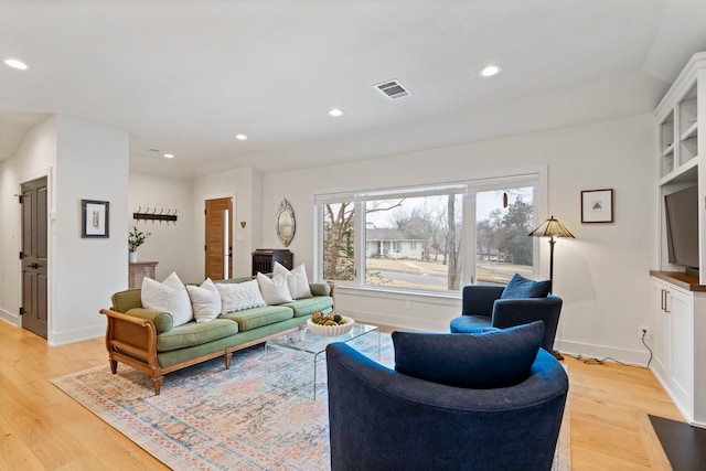 living room featuring light wood-type flooring