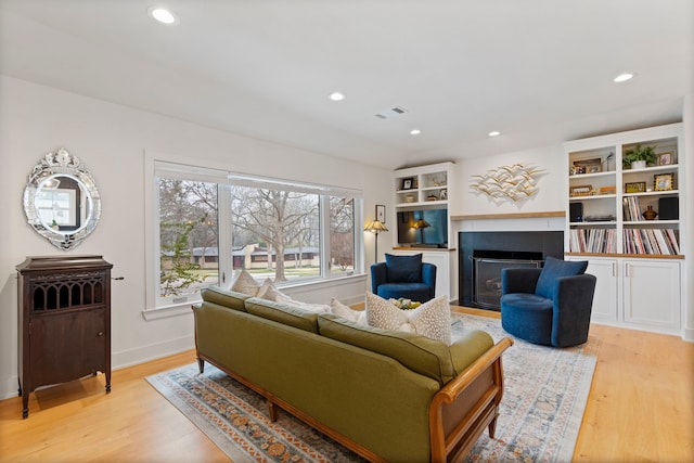 living room with light hardwood / wood-style floors