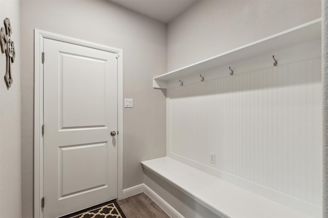 mudroom with hardwood / wood-style flooring