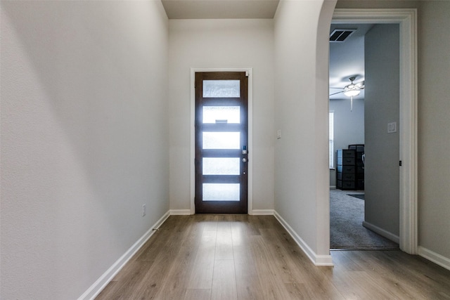 entryway with light wood-type flooring