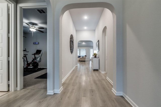 hall featuring light hardwood / wood-style floors