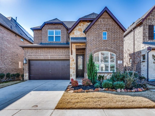 front facade with a garage