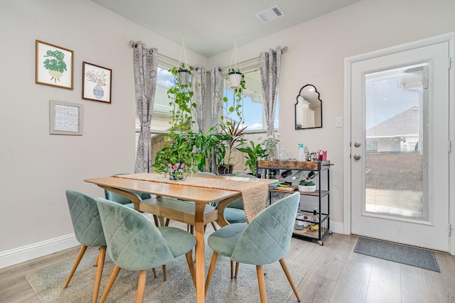 dining area featuring light hardwood / wood-style flooring