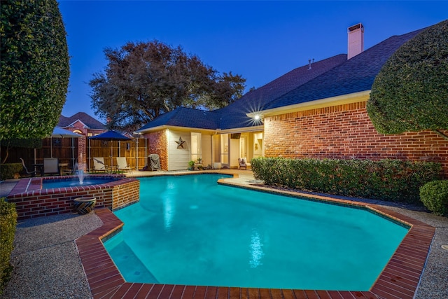 view of pool featuring pool water feature