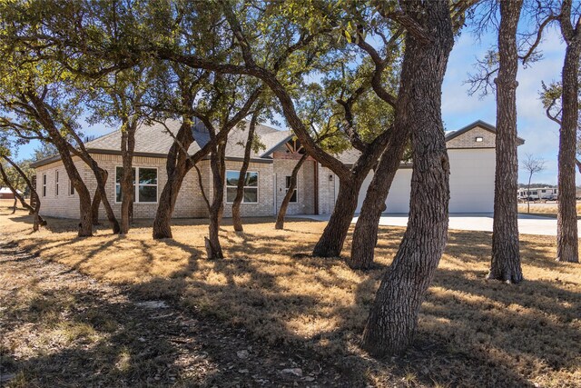 exterior space with a garage