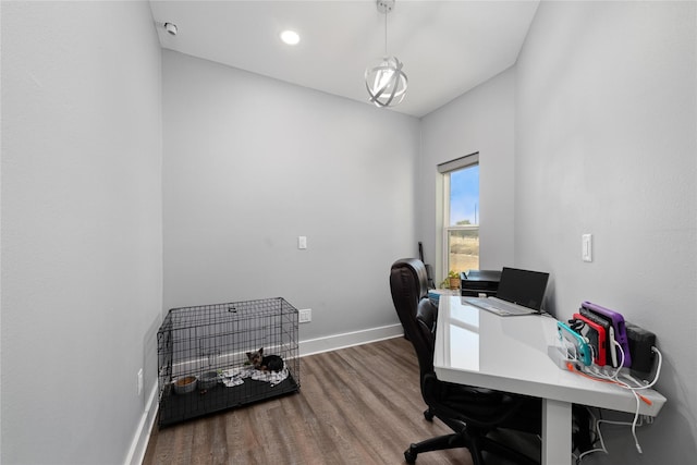 office featuring hardwood / wood-style flooring