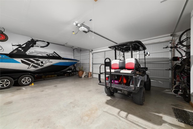 garage with a garage door opener