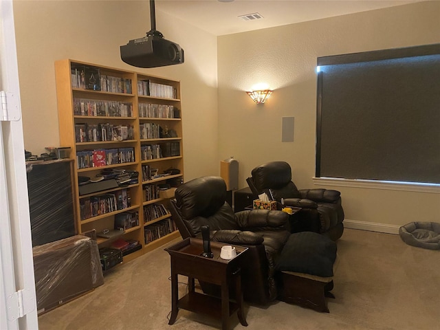 view of carpeted home theater room