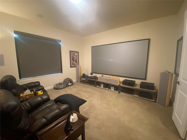 view of carpeted home theater