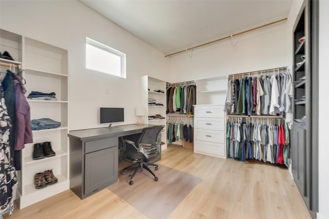 office area featuring light hardwood / wood-style flooring