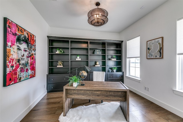 office featuring dark hardwood / wood-style flooring