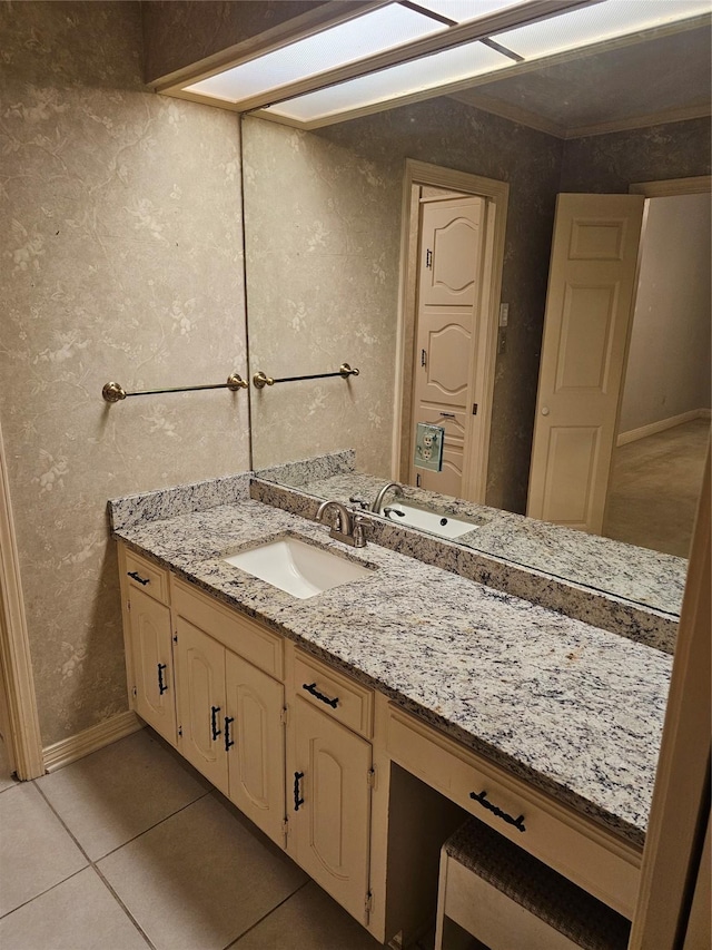 bathroom featuring vanity and tile patterned floors