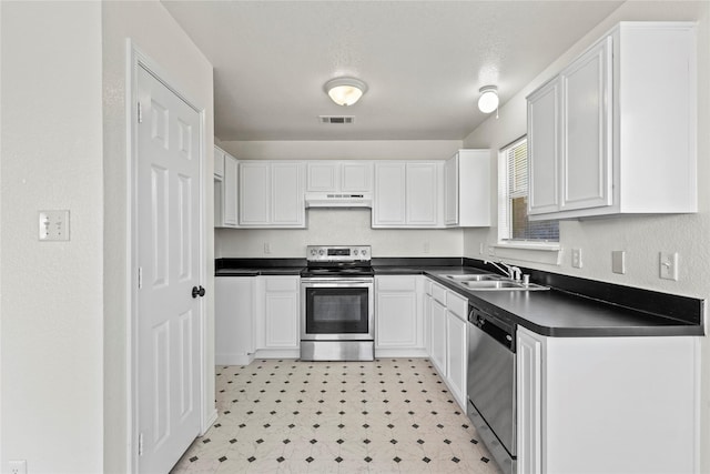 kitchen featuring sink, white cabinets, and appliances with stainless steel finishes