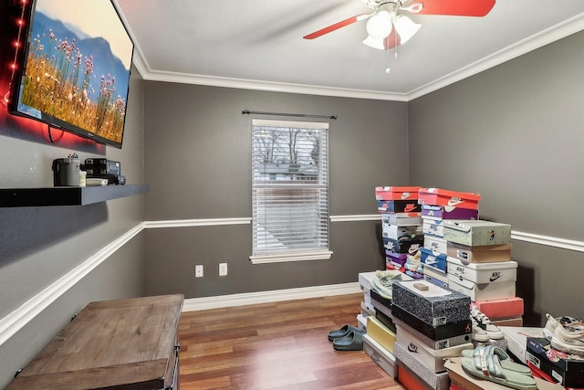 storage featuring ceiling fan