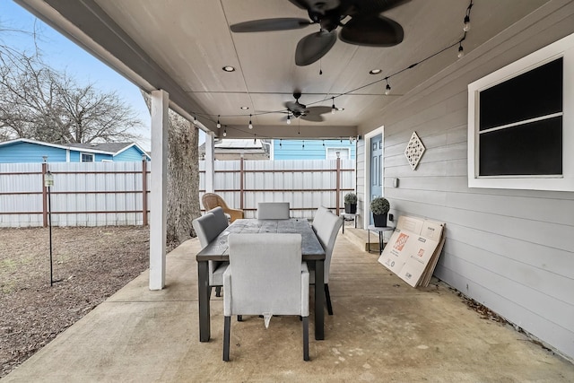 view of patio with ceiling fan