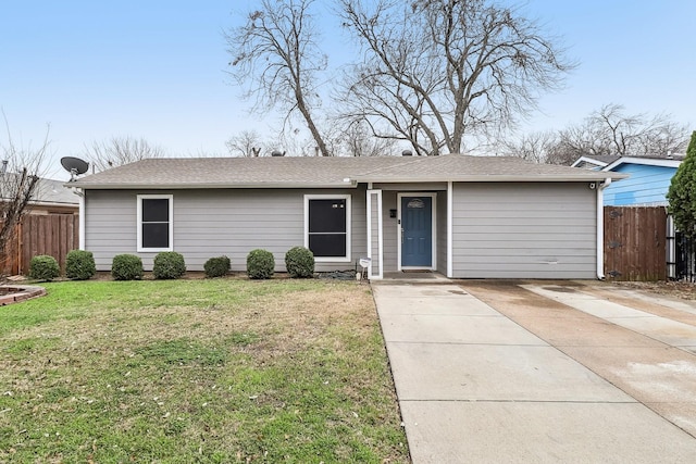 ranch-style house with a front yard