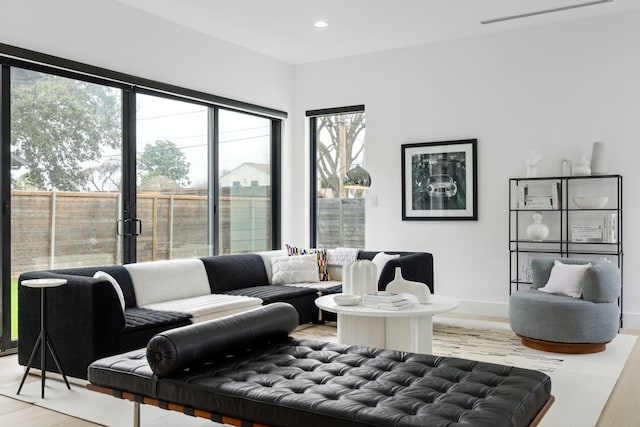 living room with hardwood / wood-style flooring