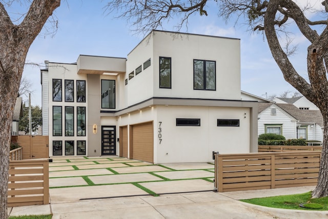 contemporary home with a garage