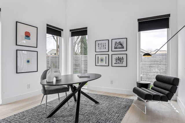 office space featuring hardwood / wood-style floors