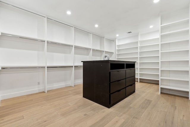 spacious closet with light wood-type flooring