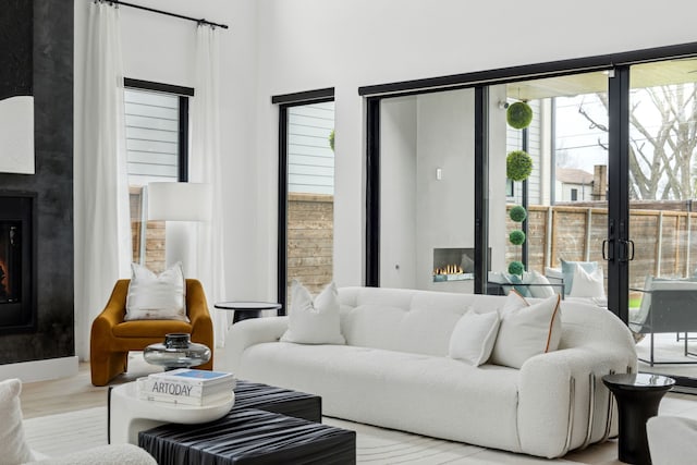 living room featuring light wood-type flooring