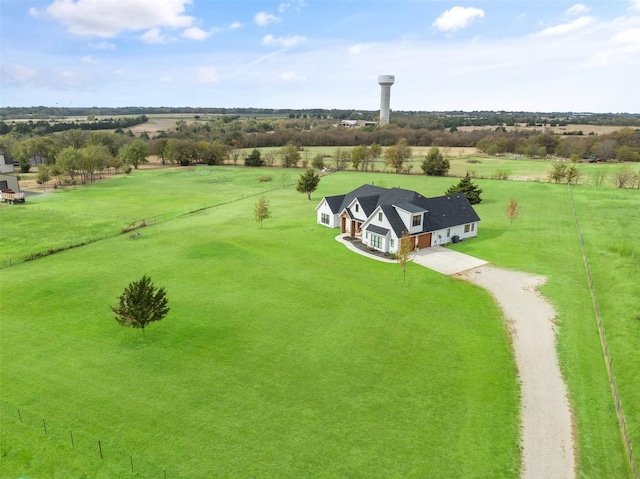 bird's eye view featuring a rural view
