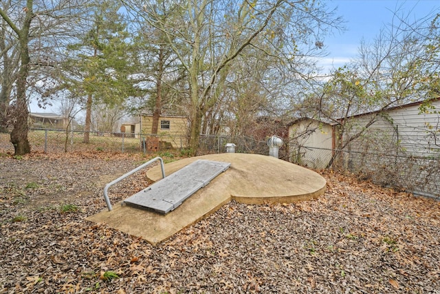 view of storm shelter