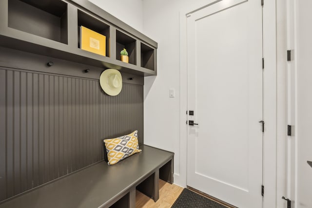 mudroom featuring light hardwood / wood-style flooring