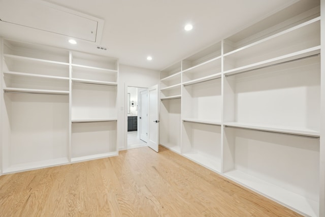 walk in closet featuring hardwood / wood-style floors