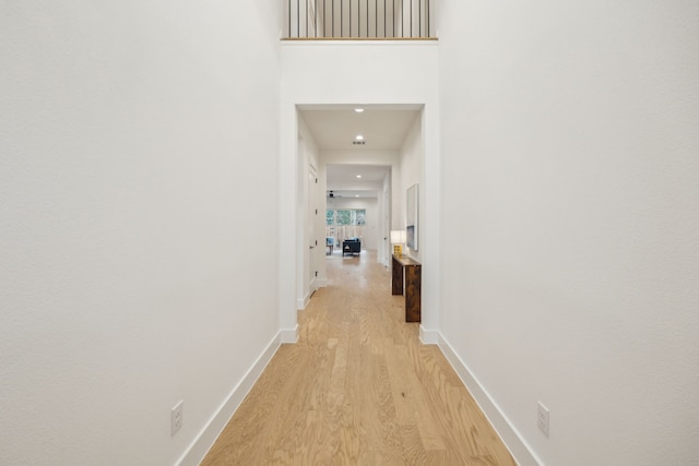 hall featuring light hardwood / wood-style flooring