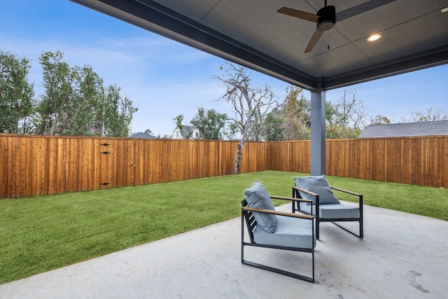 view of patio with ceiling fan