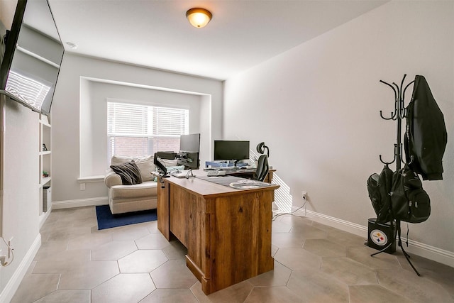 view of tiled home office