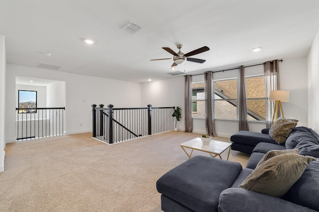 2500 Clearspring Dr, Celina, TX 75009 - living room featuring light colored carpet and ceiling fan