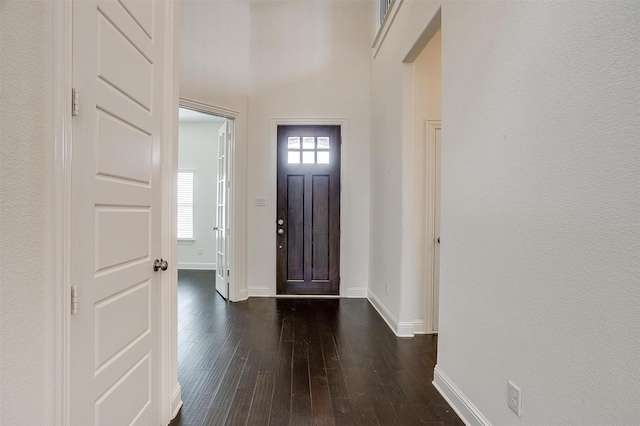 entrance foyer with dark hardwood / wood-style floors