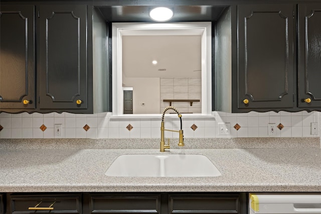 kitchen featuring stainless steel dishwasher, sink, and backsplash