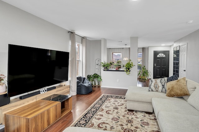 living room featuring hardwood / wood-style floors