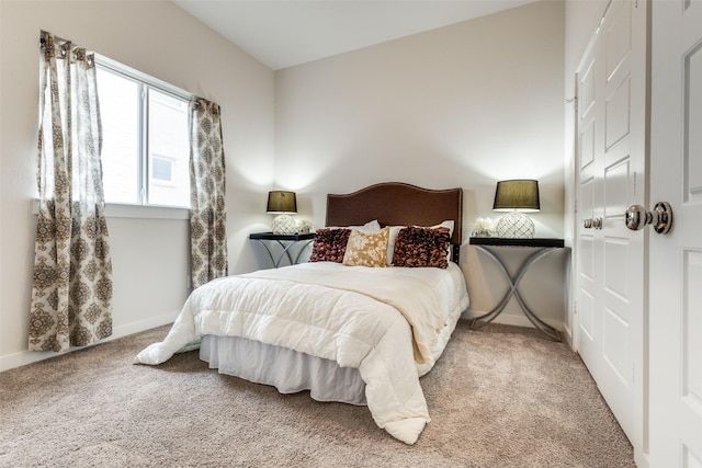 carpeted bedroom with a closet