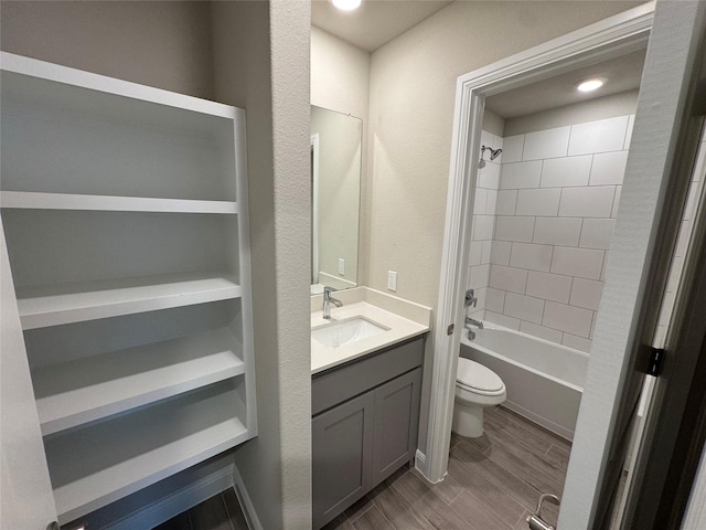 1744 River Bend Rd, Burleson, TX 76028 - full bathroom featuring toilet, vanity, bathing tub / shower combination, and wood finished floors