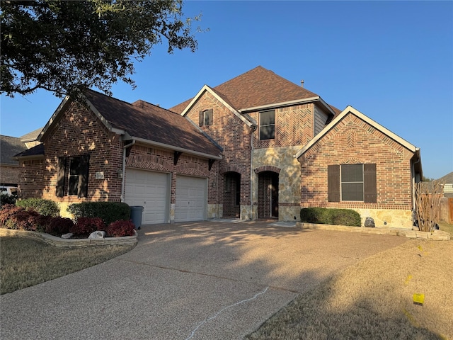 front facade with a garage