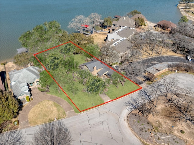 400 Driftwood Ct, Azle, TX 76020 - aerial overview of property's location featuring property boundaries highlighted and a large body of water