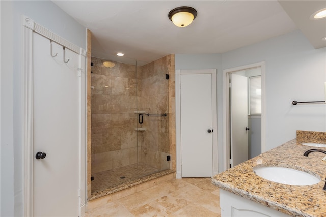 400 Driftwood Ct, Azle, TX 76020 - full bath featuring a stall shower, double vanity, and recessed lighting