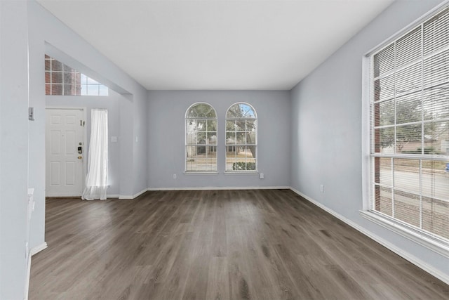 interior space with dark hardwood / wood-style floors